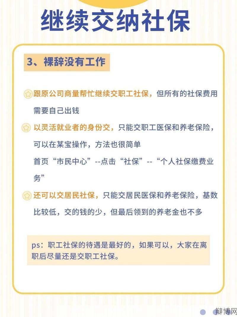 辞职后社保怎么办？如何正确处理？-辩博网