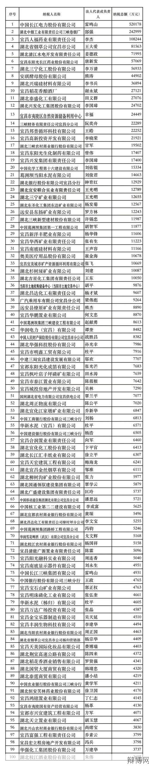 中国纳税百强企业有哪些？排名如何？-辩博网